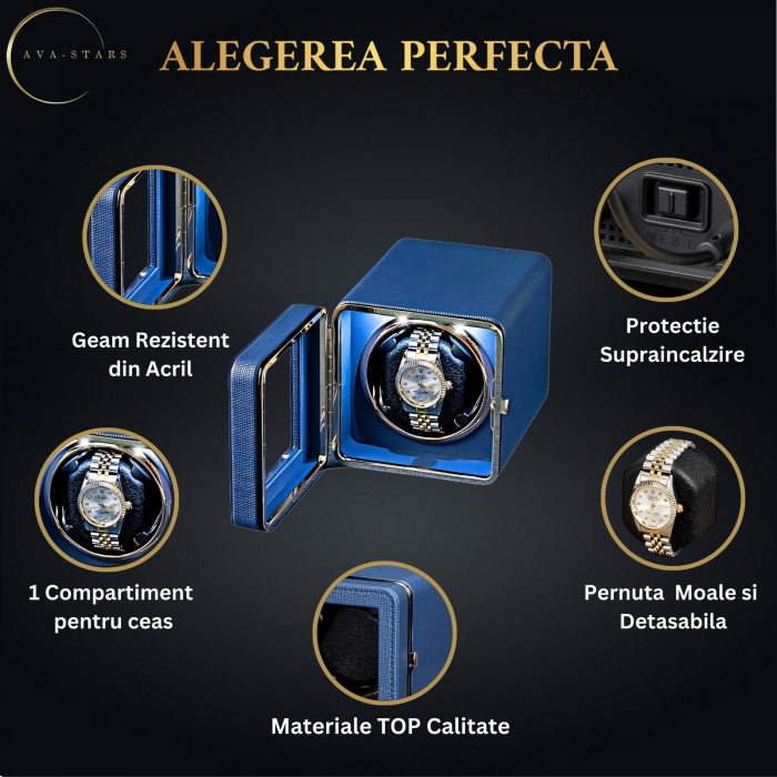 Cutie intors ceas automatic, Luxury 1, Ava-Stars ®, Interior cu LED, din Piele [3]