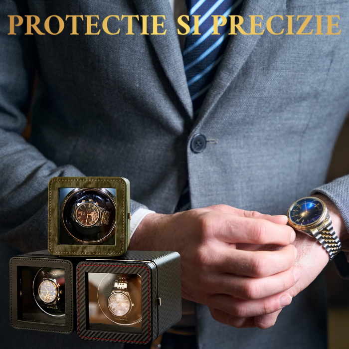 Cutie intors ceas automatic, Luxury 1, Ava-Stars ®, Interior cu LED, din Piele [8]