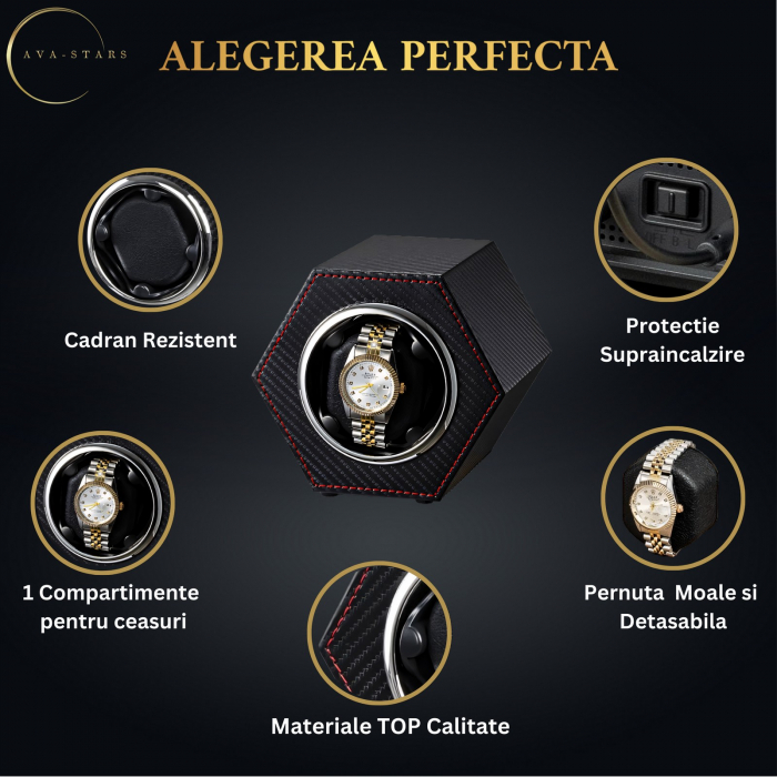 Cutie intors ceas automatic, Luxury 1, Ava-Stars ®, Interior si Exterior din Piele [3]
