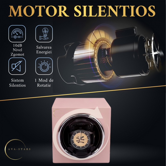 Cutie intors ceas automatic, Luxury F1, 12, 5X11X11cm, Motor Silentios, Lemn [4]