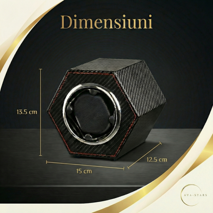 Cutie Întors Ceas Automatic,  Watch Winder Premium W147, 1 Program Automat de rotatie, Motor Silențios, Alimentare la Priză [8]