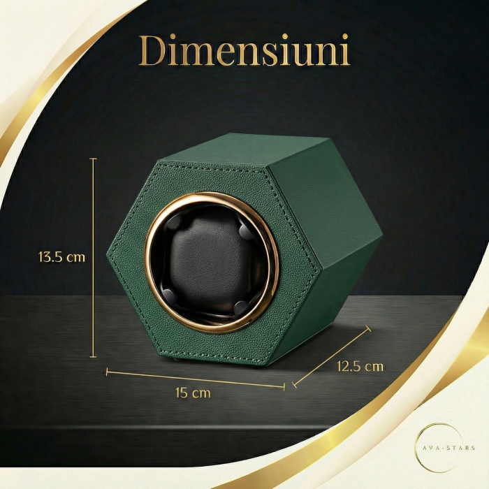 Cutie Întors Ceas Automatic,  Watch Winder Premium W147, 1 Program Automat de rotatie, Motor Silențios, Alimentare la Priză [8]