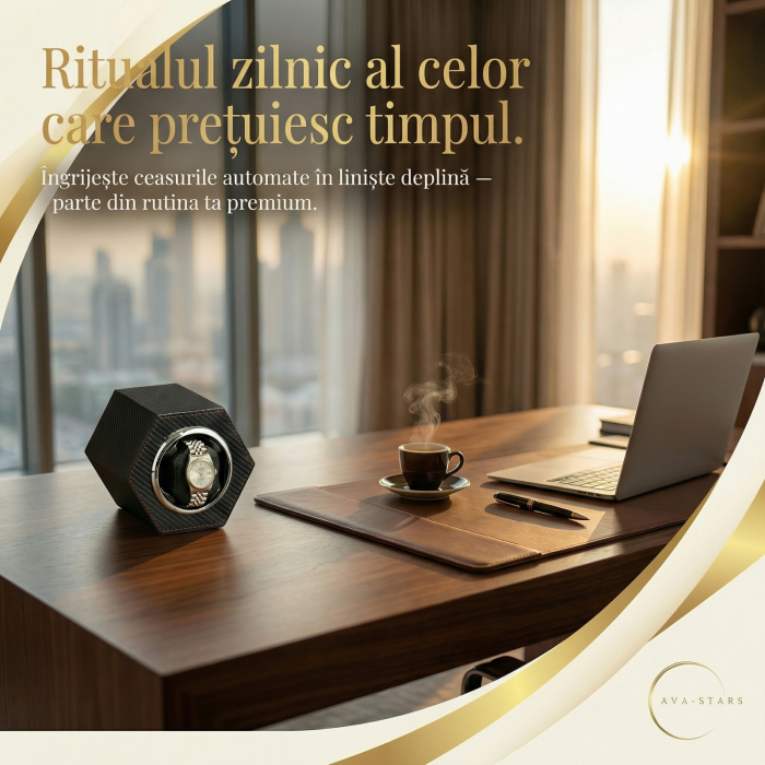 Cutie Întors Ceas Automatic,  Watch Winder Premium W147, 1 Program Automat de rotatie, Motor Silențios, Alimentare la Priză [6]