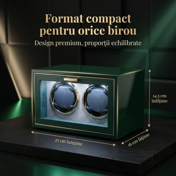 Cutie Intors Ceasuri Automate, Watch Winder Premium W165, 4 Programe, Lumini LED, Exterior din Lemn, Interior Catifea, Alimentare la Priza [6]
