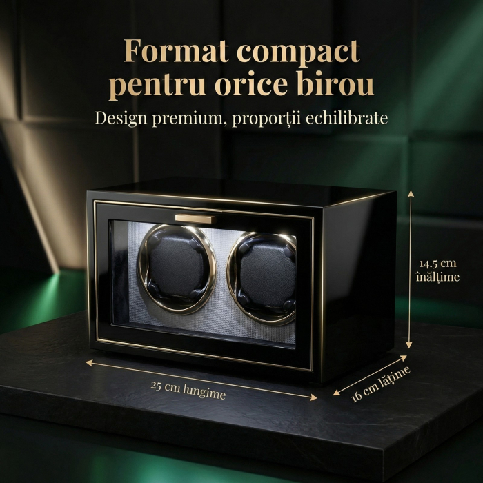 Cutie Intors Ceasuri Automate, Watch Winder Premium W165, 4 Programe, Lumini LED, Exterior din Lemn, Interior Catifea, Alimentare la Priza [5]