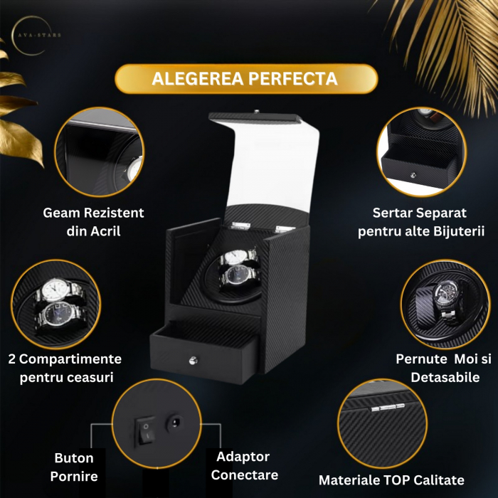 Cutie intors ceasuri automatice, 1 slot pentru 2 ceasuri automatice si Sertar Interior [3]