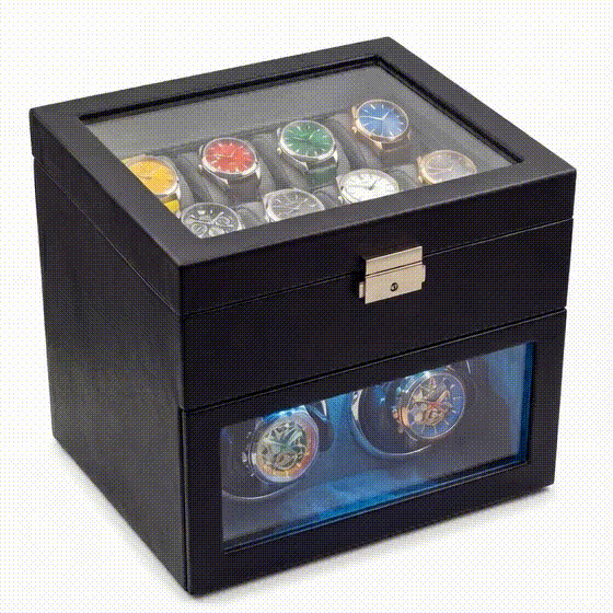 Cutie intors ceasuri automatice, Interior Catifea si Exterior din Piele, Inchidere cu Cheie, Ava-Stars ® [10]