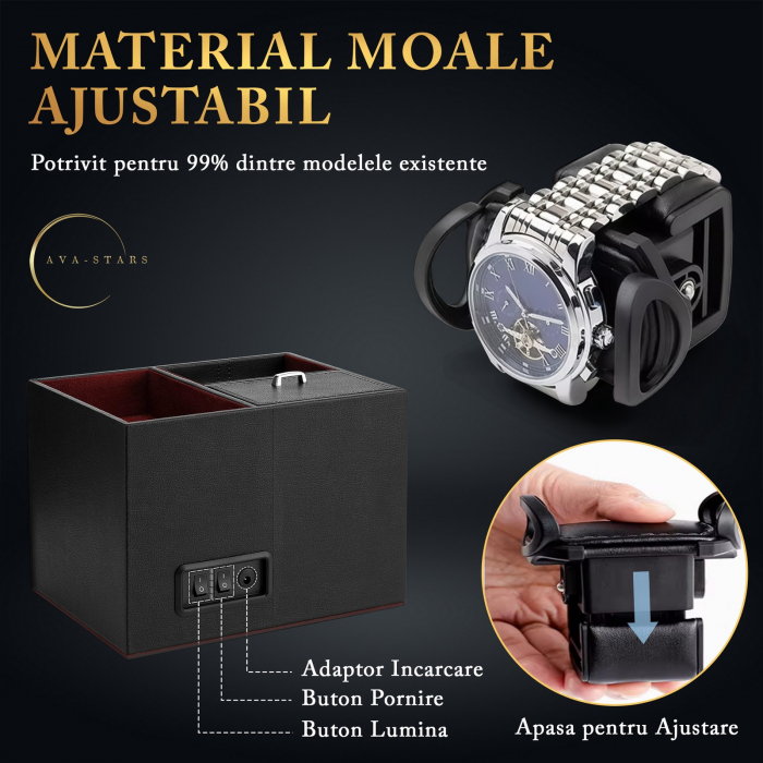 Cutie intors ceasuri automatice, Interior din Catifea si Exterior din Piele [4]