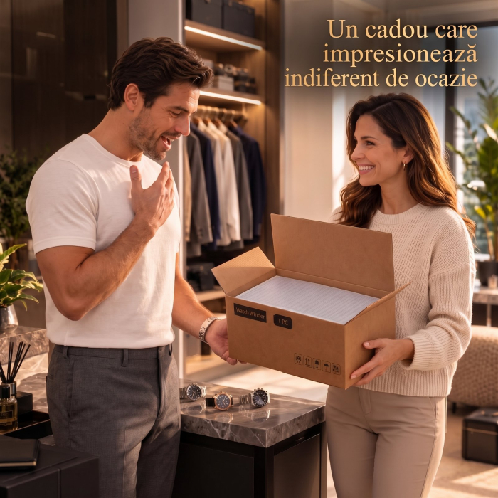 Cutie intors ceasuri automatice, Interior din Catifea si Exterior din Piele [7]
