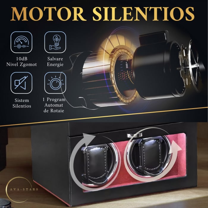 Cutie intors ceasuri automatice, Interior din Catifea si Exterior din Piele [9]