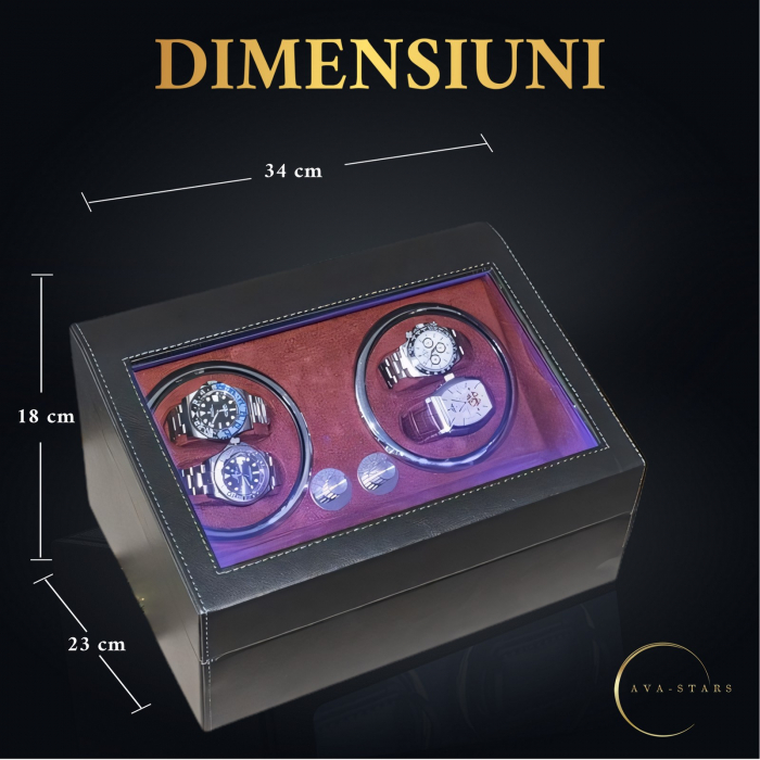 Cutie intors ceasuri automatice, Luxury 4+6, Ava-Stars ®, Interior cu LED, Exterior Piele [4]