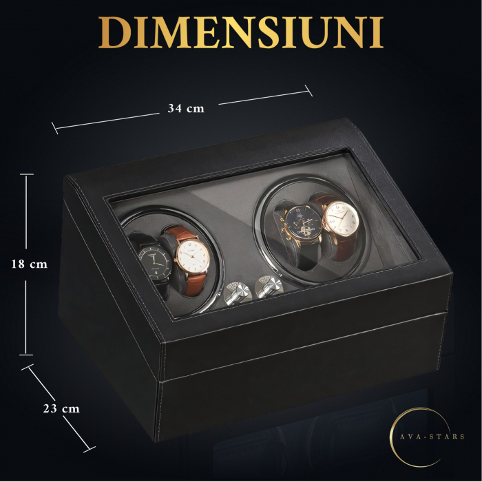 Cutie intors ceasuri automatice, Luxury 4+6, Ava-Stars ®, Interior cu LED, Exterior Piele [4]