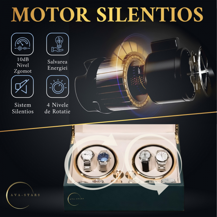 Cutie intors ceasuri automatice, Luxury 4+6, Ava-Stars ®, Interior cu LED, Exterior Piele [4]