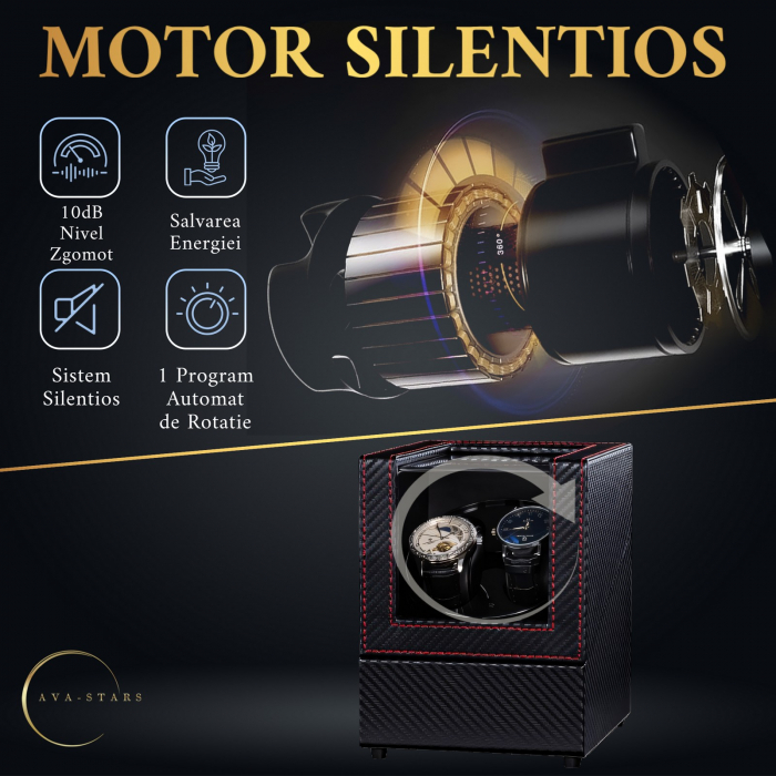 Cutie intors ceasuri, Luxury 2, Rotator pentru 2 Ceasuri Automatice, Exterior din piele [8]