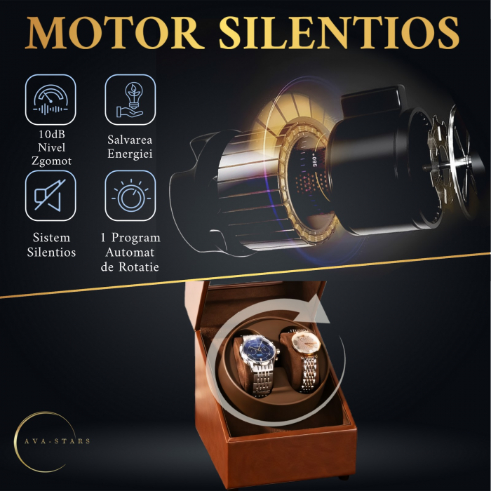 Cutie intors ceasuri, Luxury 2, Rotator pentru 2 Ceasuri Automatice, Exterior din piele [8]