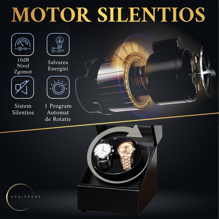 Cutie intors ceasuri, Luxury 2, Rotator pentru 2 Ceasuri Automatice, Exterior din piele [8]