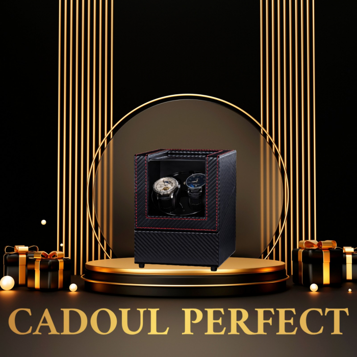Cutie intors ceasuri, Luxury 2, Rotator pentru 2 Ceasuri Automatice, Exterior din piele [7]