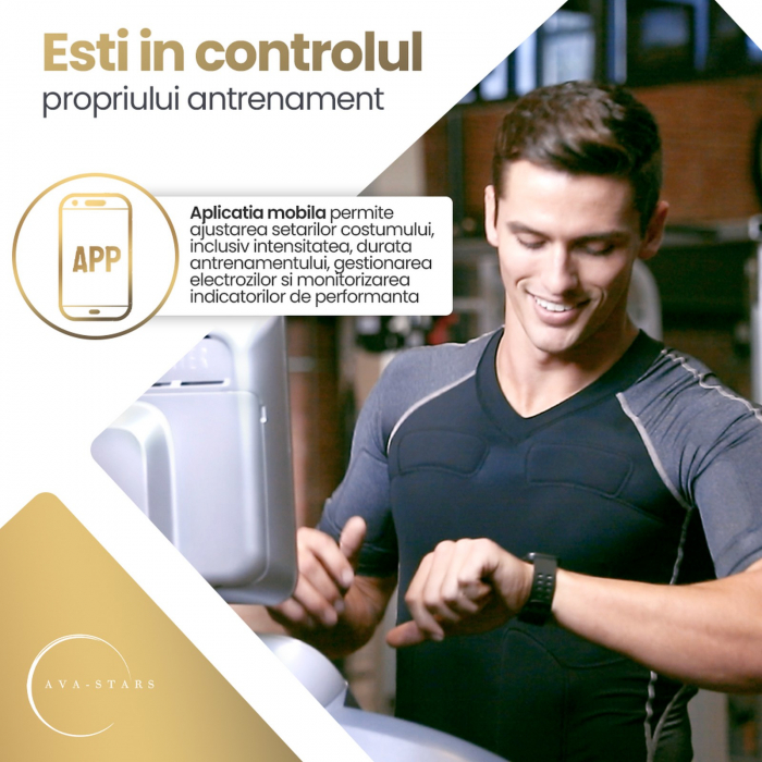 Echipament Fitness pentru Barbati, Electrostimulare musculara pentru exercitii usoare, EMS amelioreaza efectele sedentarismului, repune musculatura in miscare pentru confort și mobilitate mai buna [6]