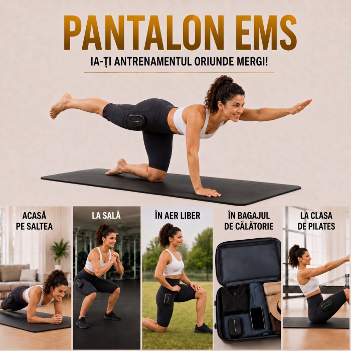 Pantaloni EMS cu Electrostimulare, Tonifiere Abdomen, Lombar, Fesieri si Coapse, Anticelulitic, Fitness Acasa, Antrenament 20 min/zi, Dama, Marimea L [7]