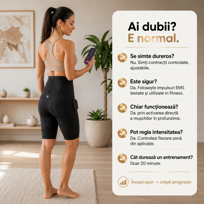 Pantaloni EMS cu Electrostimulare, Tonifiere Abdomen, Lombar, Fesieri si Coapse, Anticelulitic, Fitness Acasa, Antrenament 20 min/zi, Dama, Marimea L [10]