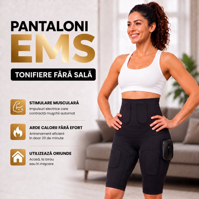 Pantaloni EMS cu Electrostimulare, Tonifiere Abdomen, Lombar, Fesieri si Coapse, Anticelulitic, Fitness Acasa, Antrenament 20 min/zi, Dama, Marimea L [3]