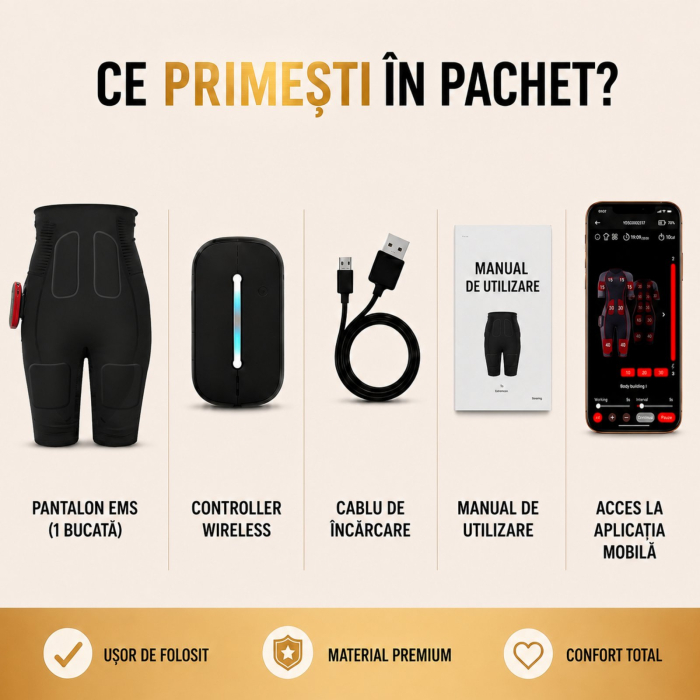 Pantaloni EMS cu Electrostimulare, Tonifiere Abdomen, Lombar, Fesieri si Coapse, Anticelulitic, Fitness Acasa, Antrenament 20 min/zi, Dama, Marimea L [12]