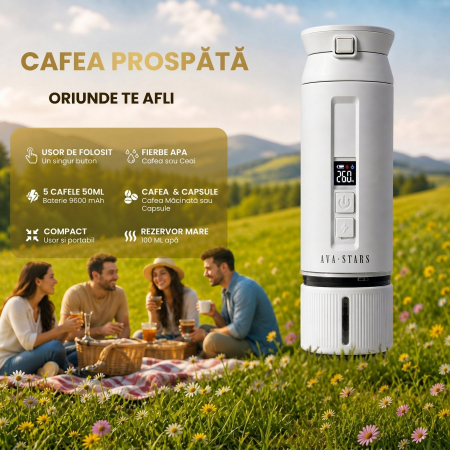 Aparat cafea portabil, Espressor 4in1 capsule Nespresso, Dolce Gusto, cafea macinata si ceai, 25 Bar, baterie 9600mAh, incalzire apa, pentru masina, camping, calatorii [2]