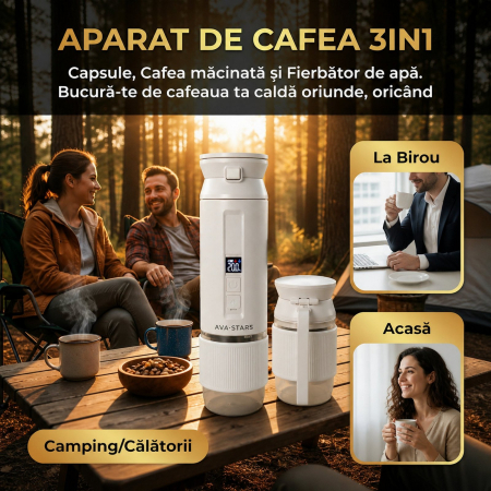 Aparat cafea portabil, Espressor 4in1 capsule Nespresso, Dolce Gusto, cafea macinata si ceai, 25 Bar, baterie 9600mAh, incalzire apa, pentru masina, camping, calatorii [9]