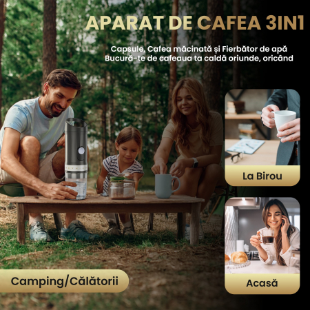 Aparat de cafea portabil, Cafea Macinata sau Capsule, Capacitate rezervor apa 100 ML, Incalzeste Apa, Incarcare USB Type C, Baterie 9600 mAh [3]