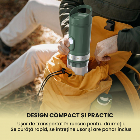 Aparat de cafea portabil, Cafea Macinata sau Capsule, Capacitate rezervor apa 100 ML, Incalzeste Apa, Incarcare USB Type C, Baterie 9600 mAh [5]