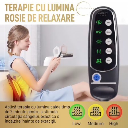 Aparat Masaj Lombar cu Încălzire, Terapie cu Lumină Roșie și EMS – Relaxare pentru Spate și Picioare, 3 Nivele, Simuleaza Masajul Uman [1]