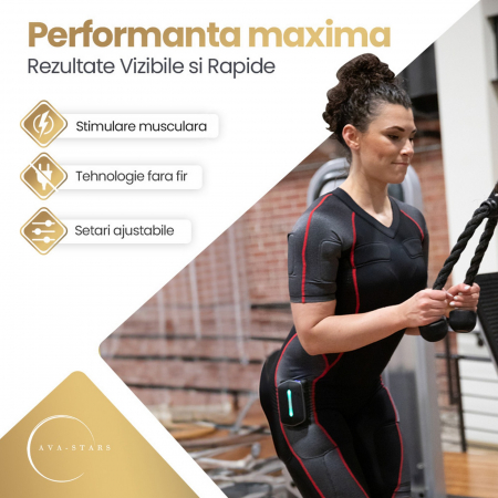 Costum EMS wireless, de dama, pentru tonifiere musculară și fitness, Ava-Stars, echipament cu electrostimulare pentru exerciții, mărimea L [2]