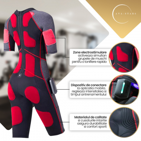 Costum EMS wireless, de dama, pentru tonifiere musculară și fitness, Ava-Stars, echipament cu electrostimulare pentru exerciții, mărimea L [3]