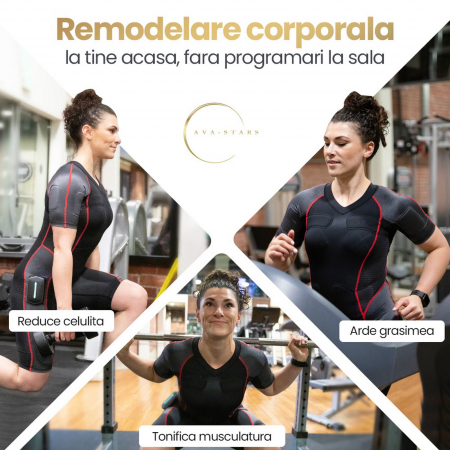Costum EMS wireless, de dama, pentru tonifiere musculară și fitness, Ava-Stars, echipament cu electrostimulare pentru exerciții, mărimea L [1]