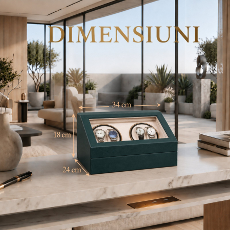 Cutie Ceasuri Automate, Rotator 4 Ceasuri Automatice si Spatiu Depozitare 6 Ceasuri Clasice, Watch Winder cu LED, Interior din Catifea, Exterior din Piele, Alimentare la Priza [9]