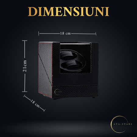 Cutie de intors ceasuri automatice, watch winder 2, 4 moduri de rotatie, interior si exterior din piele, negru dungat [5]