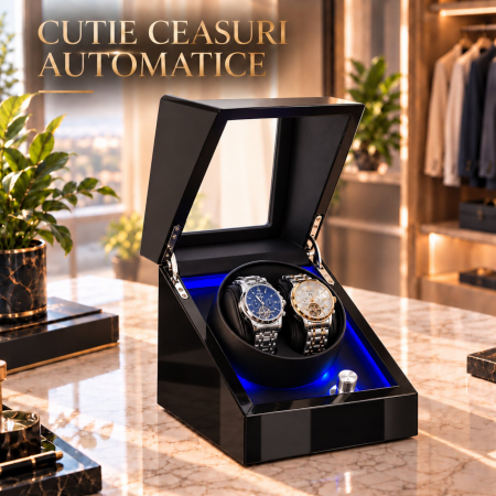 Cutie Intors Ceasuri Automatice, Rotator pentru 2 Ceasuri Automate, 4 programe presetate, Iluminare LED, Alimentare la Priza [1]