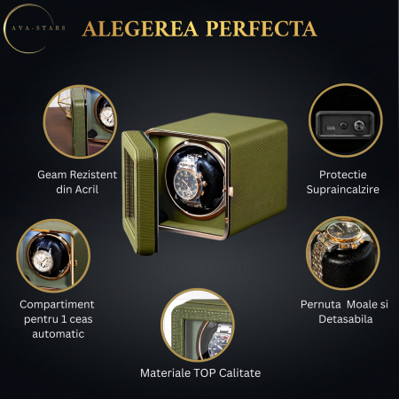 Cutie intors ceas automatic, Luxury 1, Ava-Stars ®, Interior cu LED, din Piele [2]