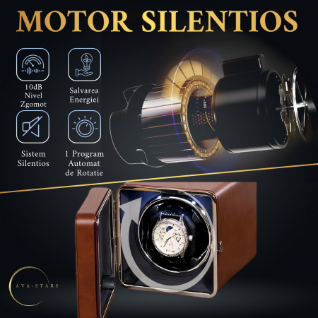 Cutie intors ceas automatic, Luxury 1, Ava-Stars ®, Interior cu LED, din Piele [8]
