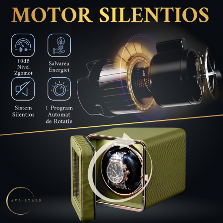 Cutie intors ceas automatic, Luxury 1, Ava-Stars ®, Interior cu LED, din Piele [8]