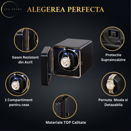 Cutie intors ceas automatic, Luxury 1, Ava-Stars ®, Interior cu LED, din Piele [2]