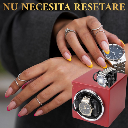 Cutie intors ceas automatic, Luxury F1, 12, 5X11X11cm, Motor Silentios, Lemn [6]