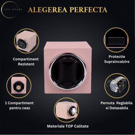 Cutie intors ceas automatic, Luxury F1, 12, 5X11X11cm, Motor Silentios, Lemn [2]