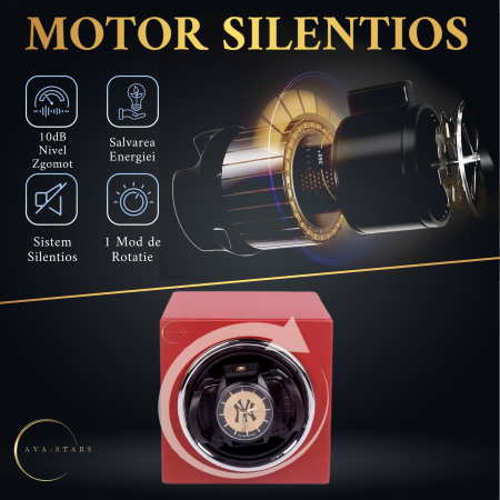 Cutie intors ceas automatic, Luxury F1, 12, 5X11X11cm, Motor Silentios, Lemn [3]