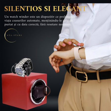 Cutie intors ceas automatic, Luxury F1, 12, 5X11X11cm, Motor Silentios, Lemn [1]