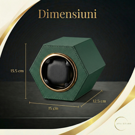 Cutie Întors Ceas Automatic,  Watch Winder Premium W147, 1 Program Automat de rotatie, Motor Silențios, Alimentare la Priză [7]