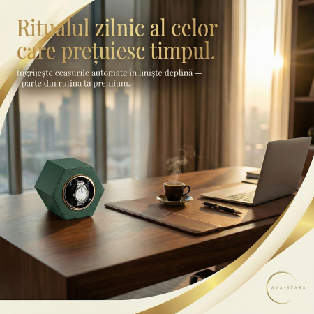 Cutie Întors Ceas Automatic,  Watch Winder Premium W147, 1 Program Automat de rotatie, Motor Silențios, Alimentare la Priză [5]