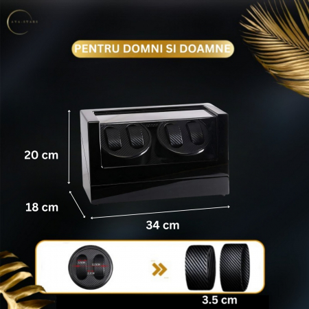 Cutie intors ceasuri automatice, Caseta din lemn cu rotator pentru 4 ceasuri automatice, exterior lacuit [4]