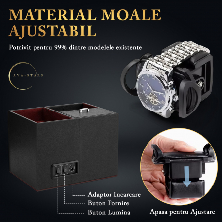 Cutie intors ceasuri automatice, Interior din Catifea si Exterior din Piele [3]
