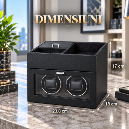 Cutie intors ceasuri automatice, Interior din Catifea si Exterior din Piele [7]